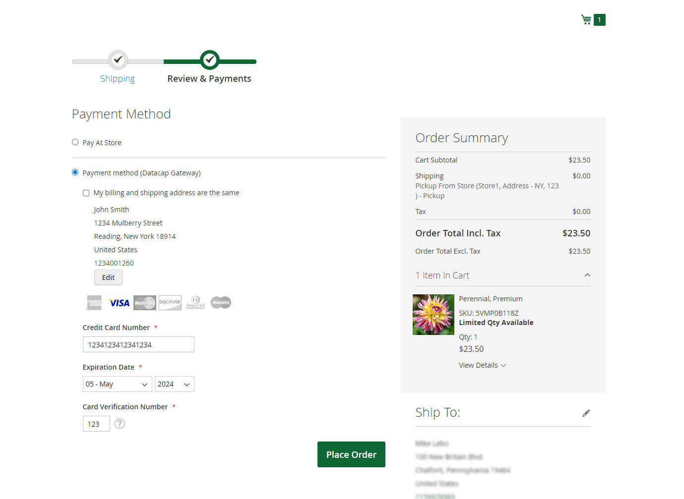 KaChing Pay Widget embedded checkout on a merchant website