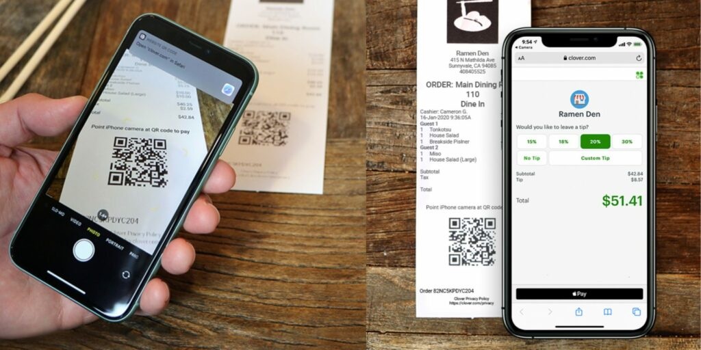 Customer scanning SnapnPay QR code to pay from smartphone